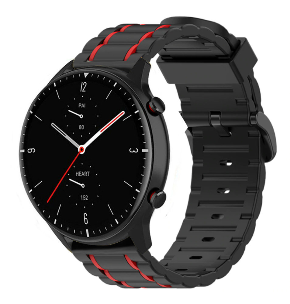 Strap-it Strap-it Bracelet sport boucle Amazfit GTR 2 (noir/rouge)