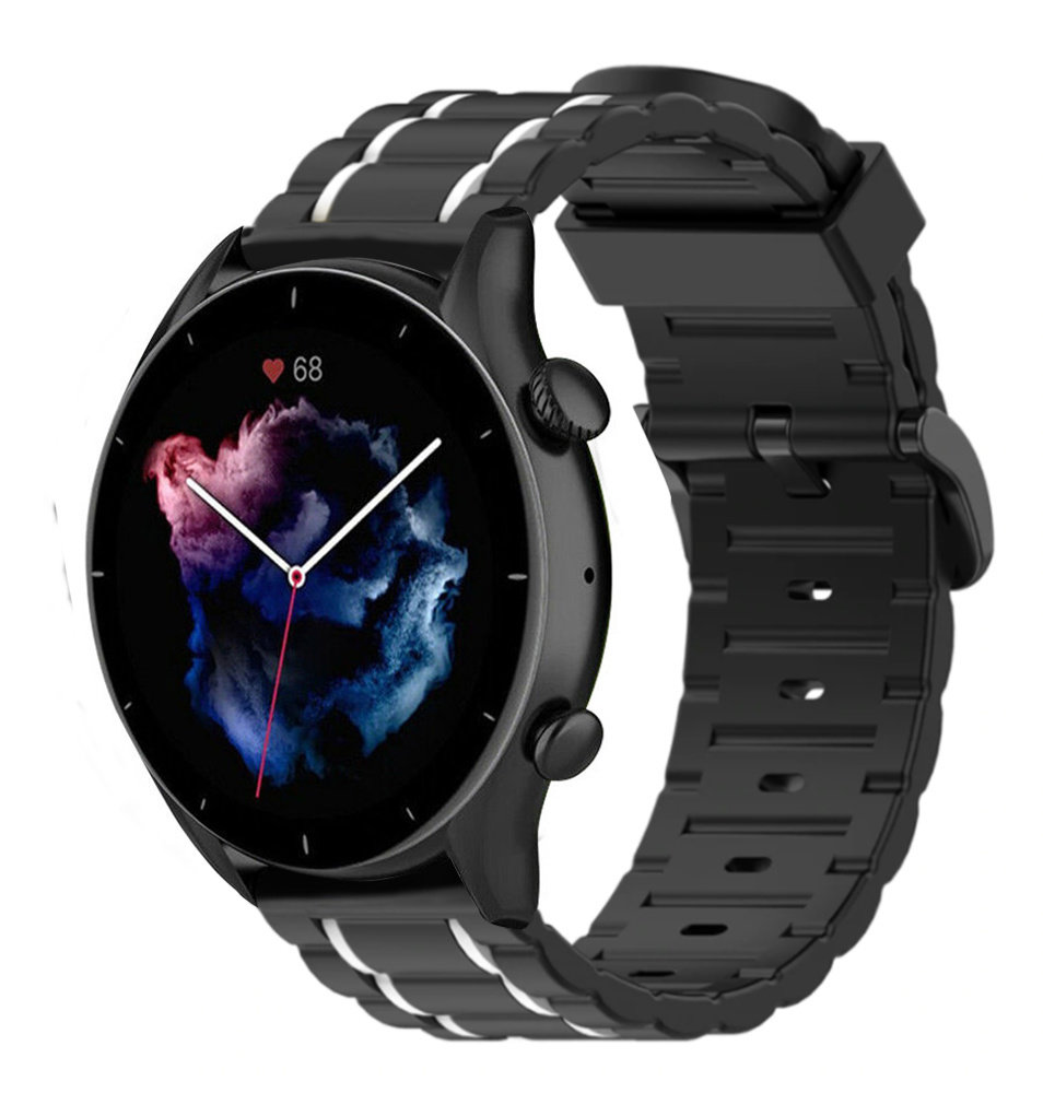 Strap-it Strap-it Bracelet sport boucle Amazfit GTR 3 (noir/blanc)