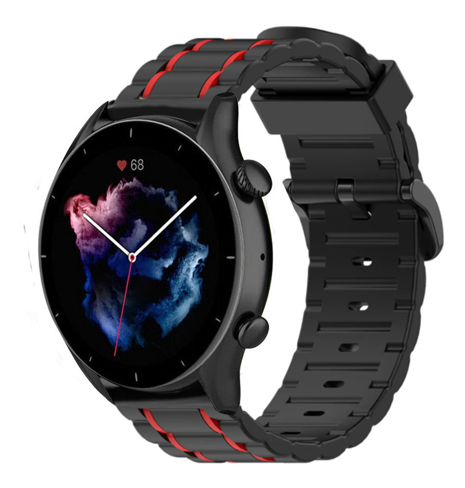 Strap-it Strap-it Bracelet sport boucle Amazfit GTR 3 (noir/rouge)