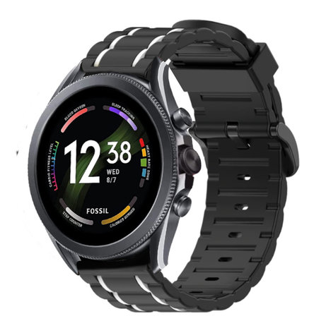 Strap-it Strap-it Bracelet sport boucle Fossil Gen 6 44mm (noir/blanc)