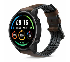 Strap-it Bracelet silicone/cuir Xiaomi Mi Watch (noir/marron)