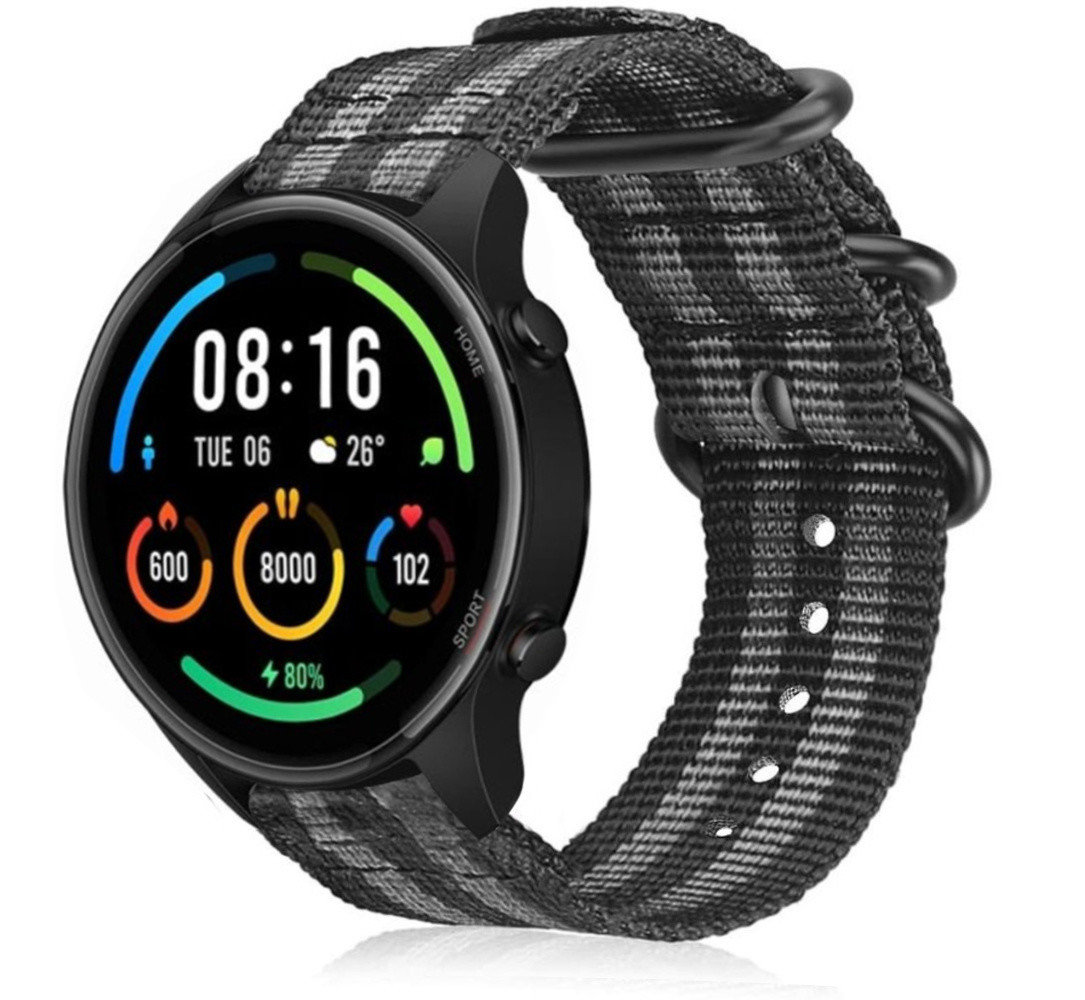 Strap-it Strap-it Bracelet nylon boucle Xiaomi Mi Watch (noir/gris)