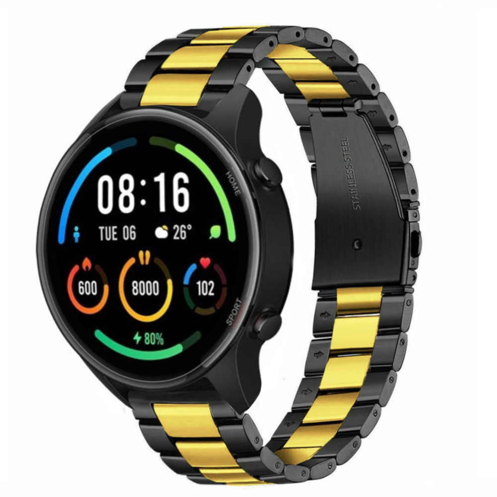 Strap-it Strap-it Bracelet acier Xiaomi Mi Watch (noir/or)