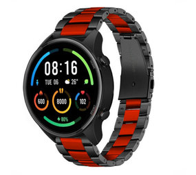 Strap-it Bracelet acier Xiaomi Mi Watch (noir/rouge)