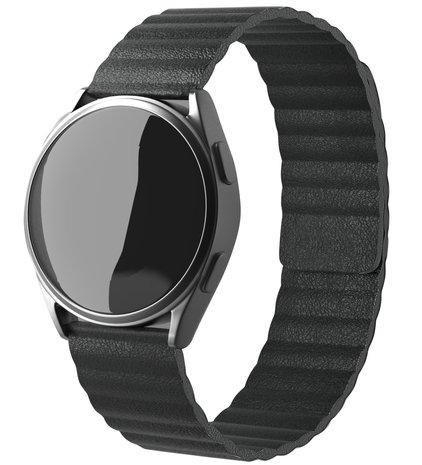 Strap it Strap it Bracelet cuir Loop Samsung Galaxy Watch 46mm noir