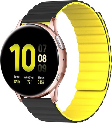 Strap-it Strap-it Bracelet silicone magnétique Samsung Galaxy Watch Active (noir/jaune)