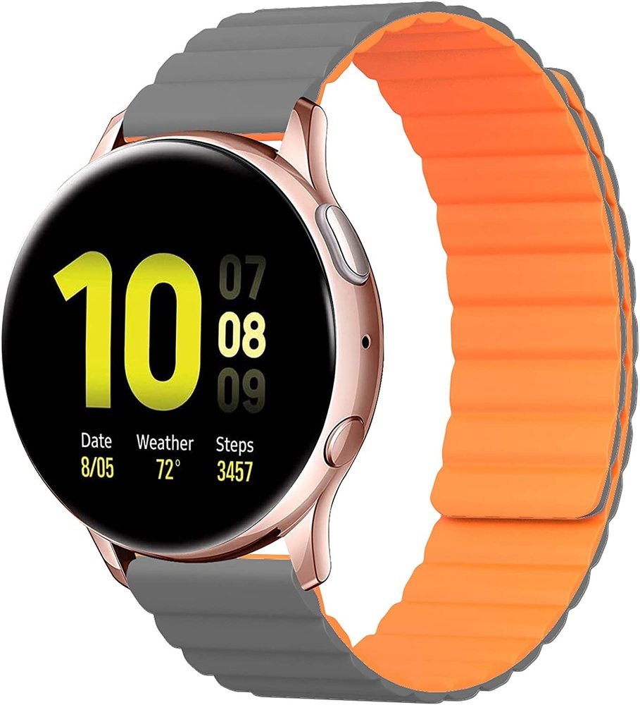 Strap-it Strap-it Bracelet silicone magnétique Samsung Galaxy Watch Active (gris/orange)