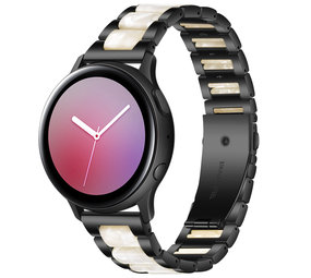 Strap-it Bracelet acier résine Samsung Galaxy Watch Active (noir/blanc)