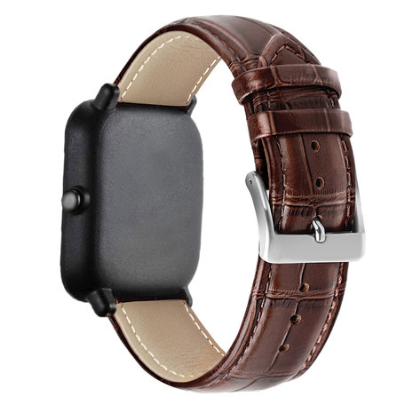 Strap-it Strap-it Bracelet cuir motif crocodile Amazfit Bip (marron)