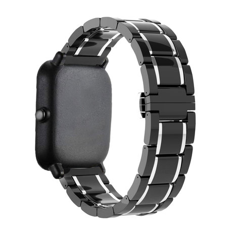 Strap-it Strap-it Bracelet acier céramique Amazfit Bip (noir/argent)