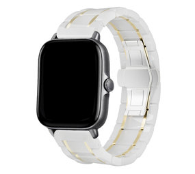 Strap-it Bracelet acier céramique Amazfit Bip (blanc/or) Strap-it Bracelet acier céramique Amazfit Bip (blanc/or)