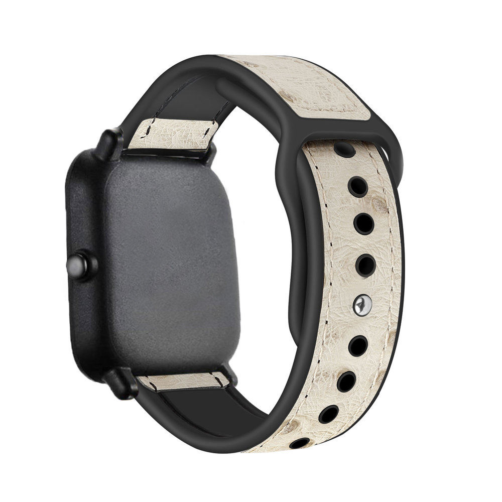 Strap-it Strap-it Bracelet hybride cuir Amazfit Bip (blanc sable) Strap-it Strap-it Bracelet hybride cuir Amazfit Bip (blanc sable)