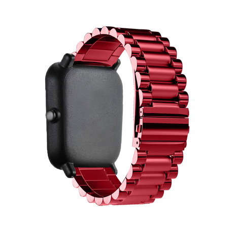 Strap-it Strap-it Bracelet acier Amazfit Bip (vin rouge) Strap-it Strap-it Bracelet acier Amazfit Bip (vin rouge)