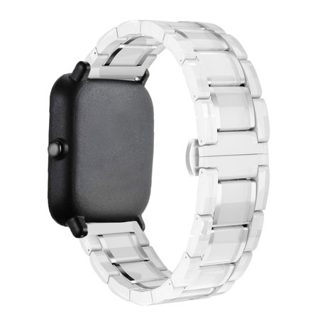 Strap-it Strap-it Bracelet acier céramique Xiaomi Amazfit GTS 2 (blanc/argent)