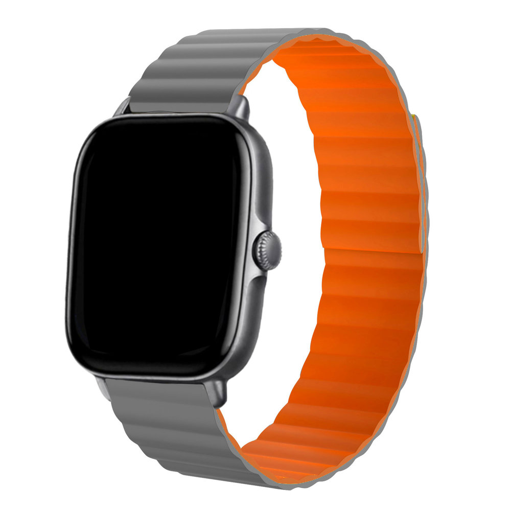 Strap-it Strap-it Bracelet silicone magnétique Amazfit GTS 3 (gris/orange)