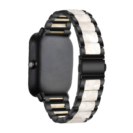 Strap-it Strap-it Bracelet résine acier Amazfit GTS 3 (noir/blanc)