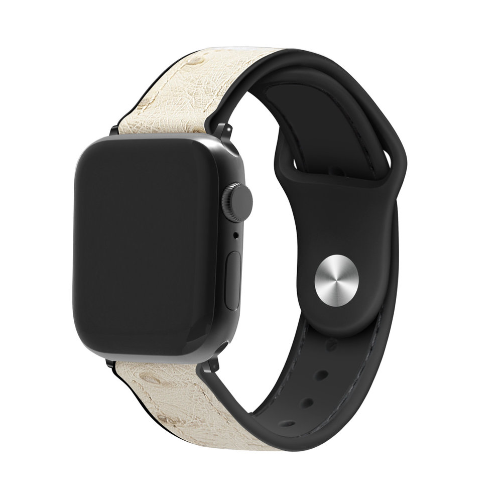 Strap-it Strap-it Bracelet hybride cuir Apple Watch (blanc sable)