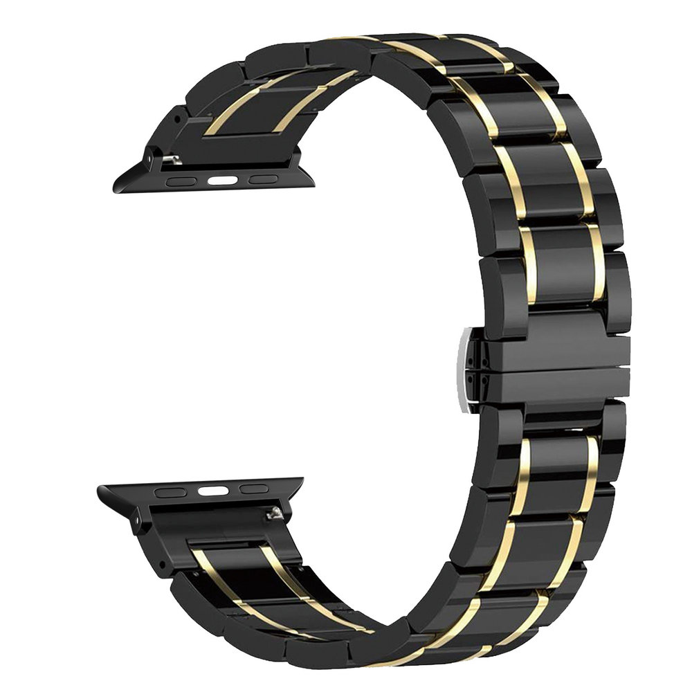 Strap-it Strap-it Bracelet acier céramique Apple Watch (noir/or)