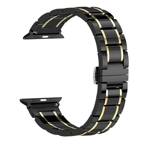 Strap-it Strap-it Bracelet acier céramique Apple Watch (noir/or)