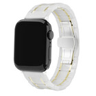 Strap-it Strap-it Bracelet acier céramique Apple Watch (blanc/or)