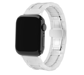 Strap-it Bracelet acier céramique Apple Watch (blanc/argent)