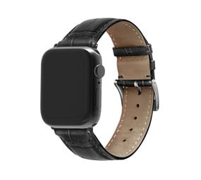 Bracelet cuir motif crocodile Apple Watch noir