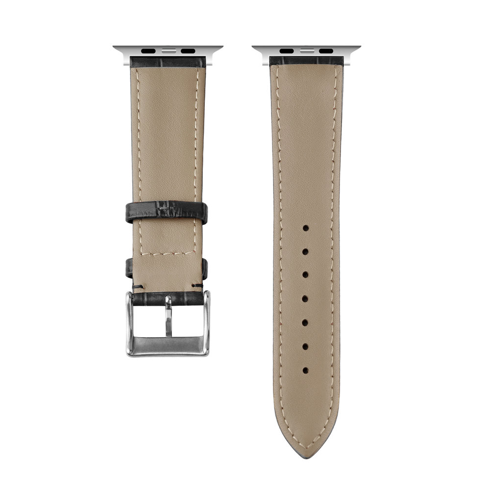 Strap-it Strap-it Bracelet cuir motif crocodile Apple Watch (noir)