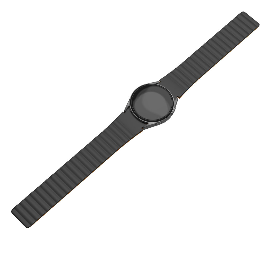 Strap-it Strap-it Bracelet silicone magnétique Galaxy Watch 4 44mm (noir/orange)
