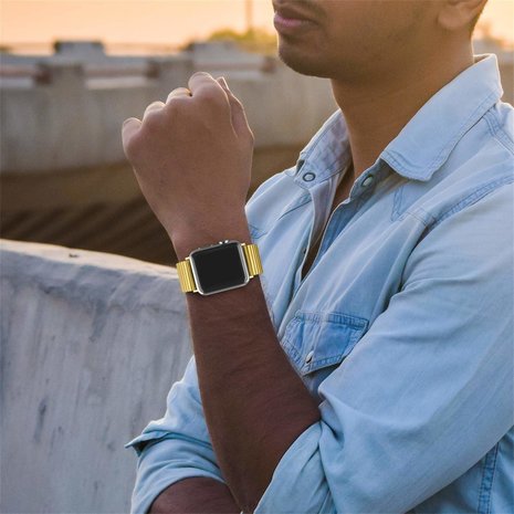 Strap-it Strap-it Bracelet extensible acier Apple Watch (or)