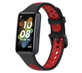 Strap-it Bracelet sport Huawei Band 7 (noir/rouge)
