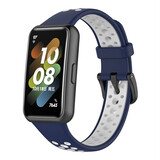 Strap-it Bracelet sport Huawei Band 7 (bleu foncé/blanc)