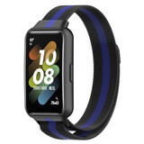 Strap-it Bracelet Milanais Huawei Band 7 (noir/bleu)