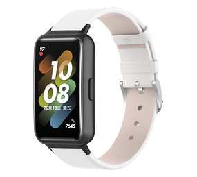 Strap-it Bracelet cuir Huawei Band 7 (blanc)