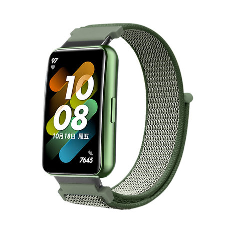 Strap-it Strap-it Bracelet nylon Huawei Band 7 (gris-vert) Strap-it Strap-it Bracelet nylon Huawei Band 7 (gris-vert)