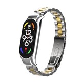 Strap-it Bracelet acier Xiaomi Mi Band 7 (argent/or)