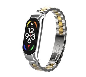 Strap-it Bracelet acier Xiaomi Mi Band 7 (argent/or)