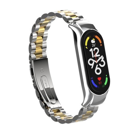 Strap-it Strap-it Bracelet acier Xiaomi Mi Band 7 (argent/or)