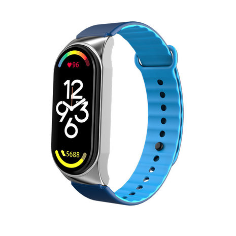 Strap-it Strap-it Bracelet silicone link Xiaomi Mi Band 7 (bleu/bleu foncé)