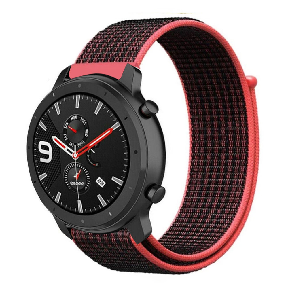 Strap-it Strap-it Bracelet nylon Xiaomi Amazfit GTR (noir/rouge)