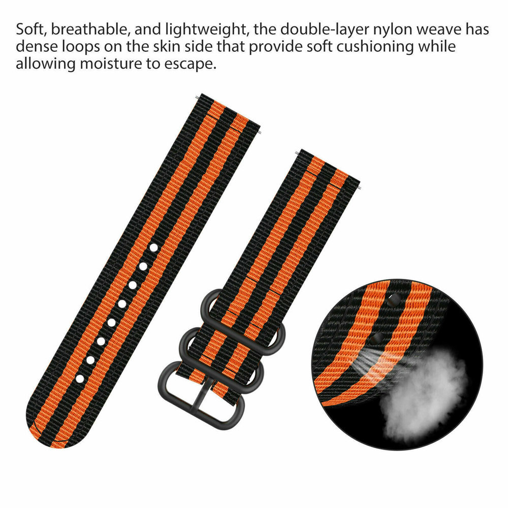 Strap-it Strap-it Bracelet nylon boucle Samsung Galaxy Watch 5 - 40mm (noir/orange)