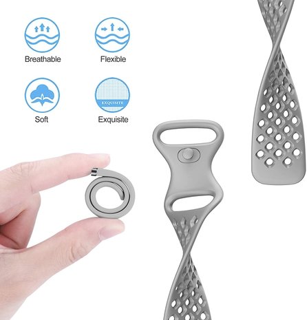Strap-it Strap-it Bracelet silicone avec trous Fitbit Versa 4 (gris)