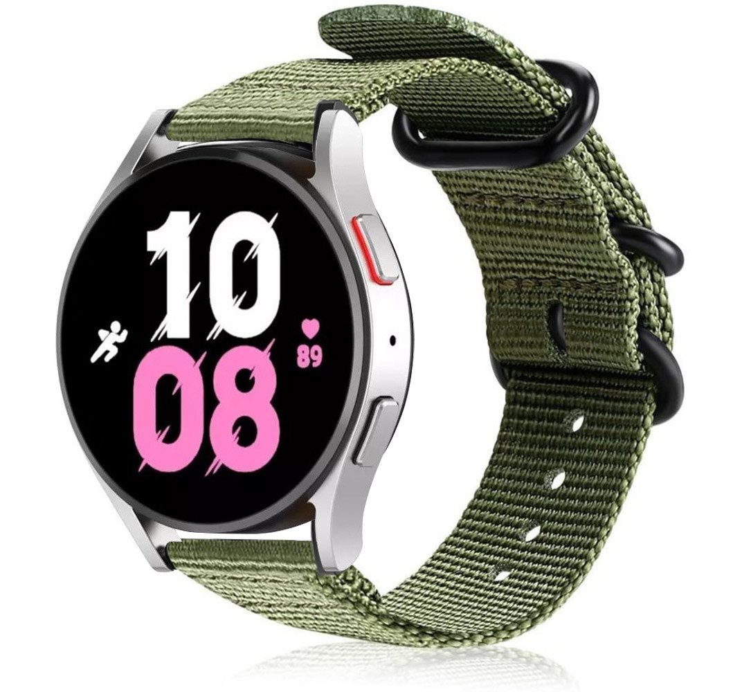 Strap-it Strap-it Bracelet nylon boucle Samsung Galaxy Watch 5 - 44mm (vert)