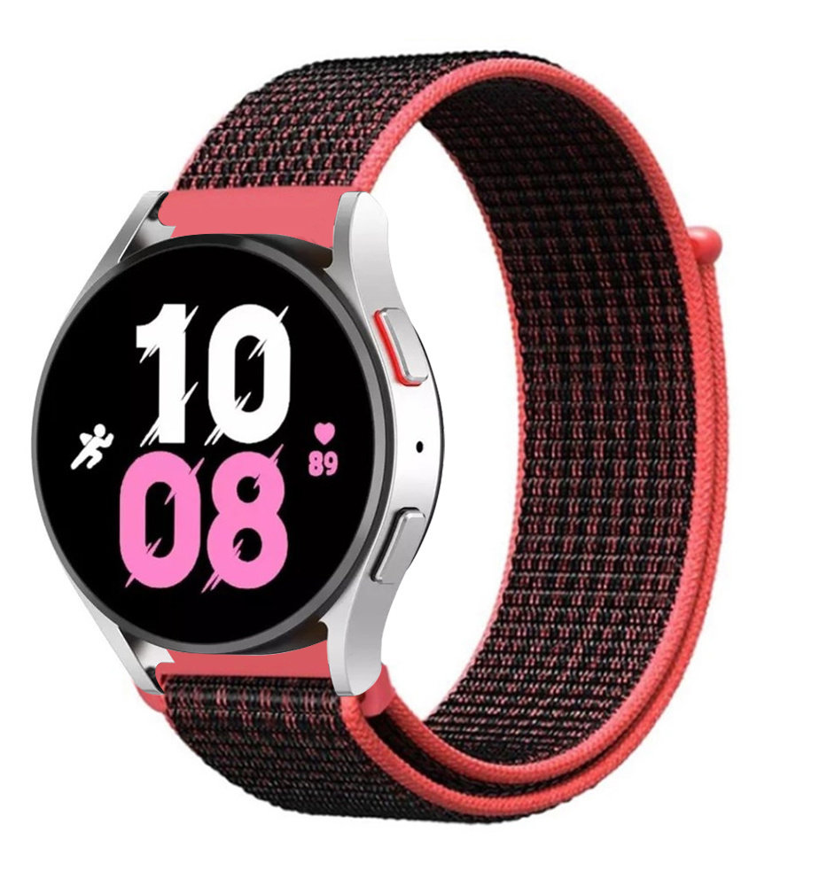 Strap-it Strap-it Bracelet nylon Samsung Galaxy Watch 5 - 44mm (noir/rouge)