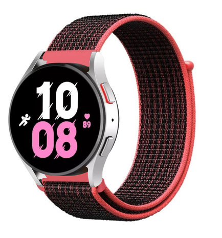 Strap-it Strap-it Bracelet nylon Samsung Galaxy Watch 5 - 44mm (noir/rouge)