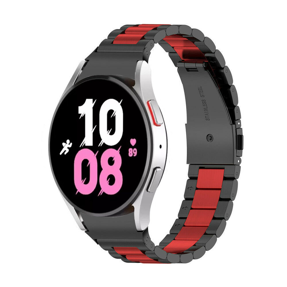 Strap-it Strap-it Bracelet acier maillons Samsung Galaxy Watch 5 - 44mm (noir/rouge) Strap-it Strap-it Bracelet acier maillons Samsung Galaxy Watch 5 - 44mm (noir/rouge)