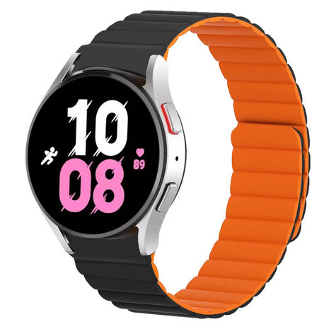 Strap-it Strap-it Bracelet silicone magnétique Galaxy Watch 5 - 44mm (noir/orange)