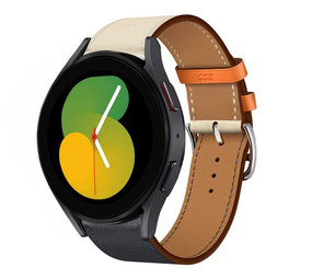 Strap-it Bracelet cuir Samsung Galaxy Watch 5 - 40mm (blanc/bleu foncé)