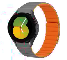 Strap-it Bracelet silicone magnétique Galaxy Watch 5 - 40mm (gris/orange)