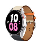 Strap-it Bracelet cuir Samsung Galaxy Watch 5 - 44mm (blanc/bleu foncé)