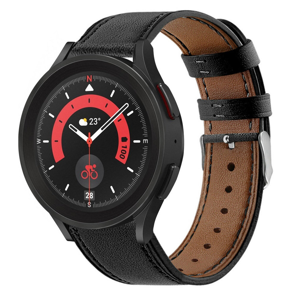Strap-it Strap-it Bracelet cuir Samsung Galaxy Watch 5 Pro (noir élégant)